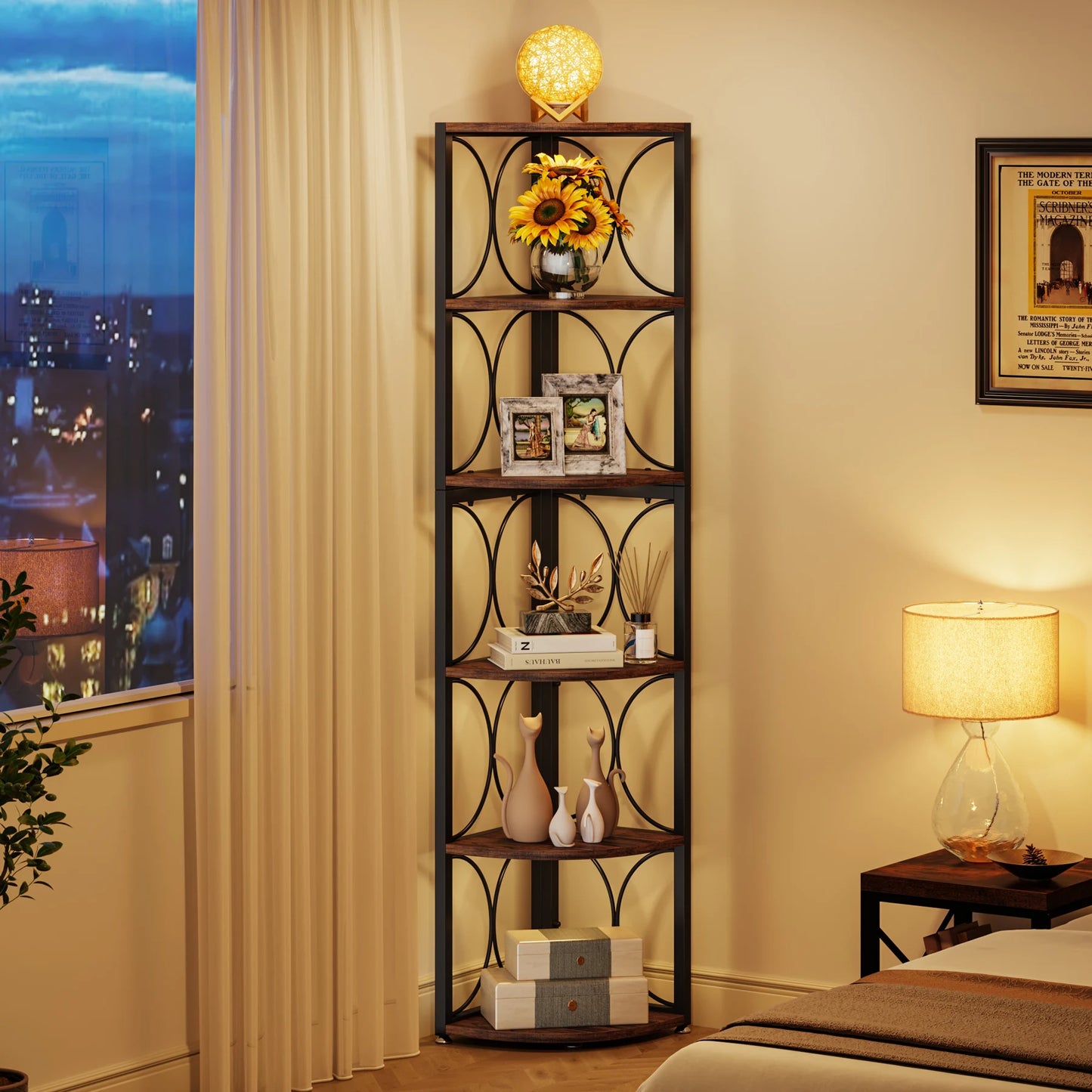 Tribesigns 6 Tier Tall Corner Shelf Storage Rack
