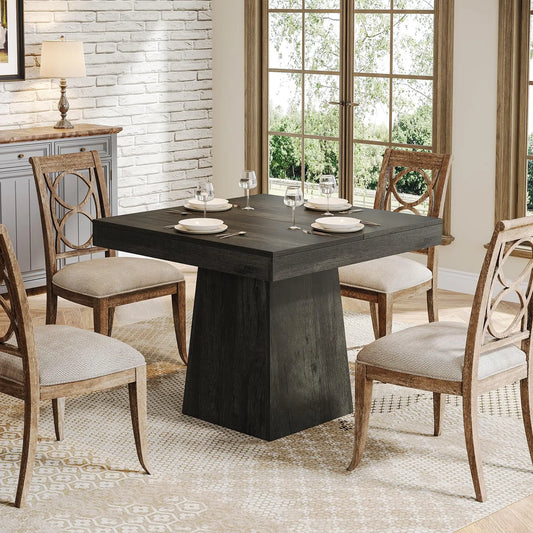 Tribesigns Square Pedestal Farmhouse Dining Table