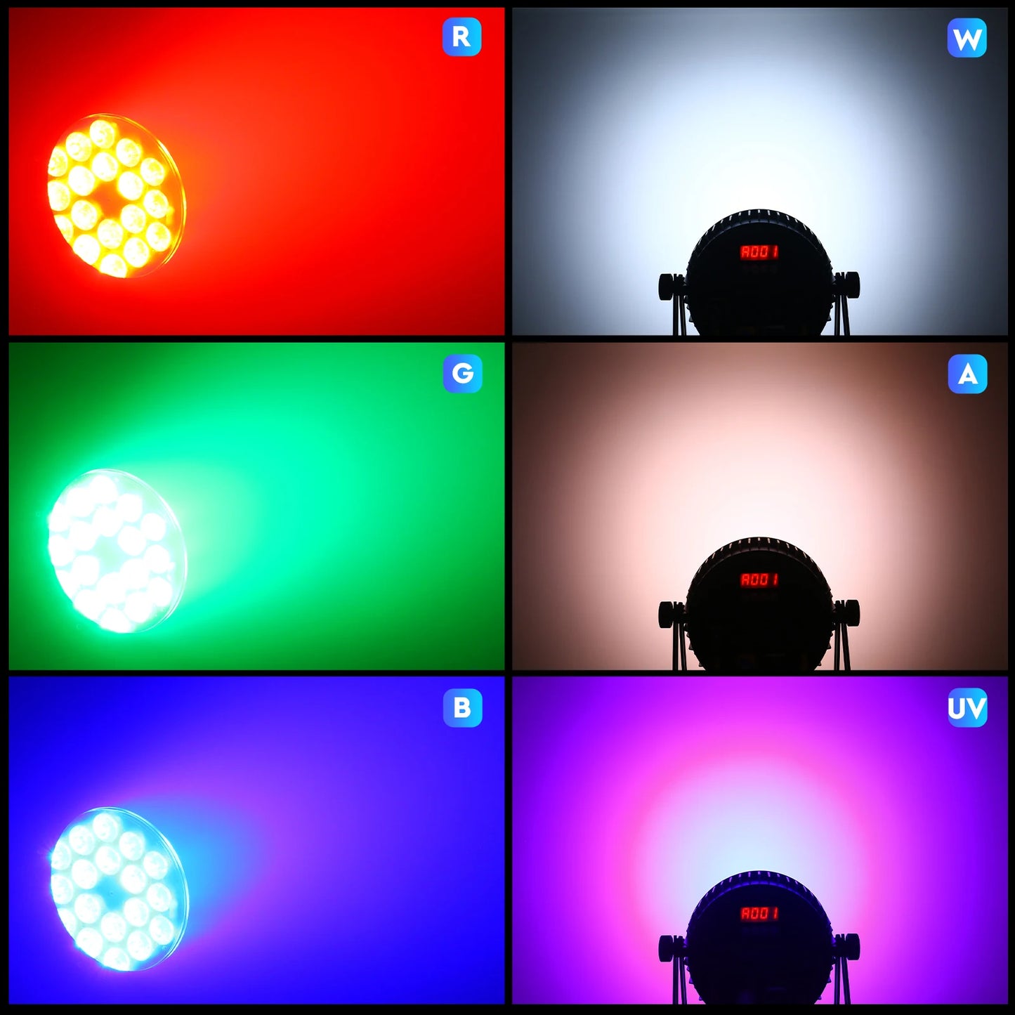 U'King 6in1 RGBWA UV LED Par Light DMX512 DJ Stage