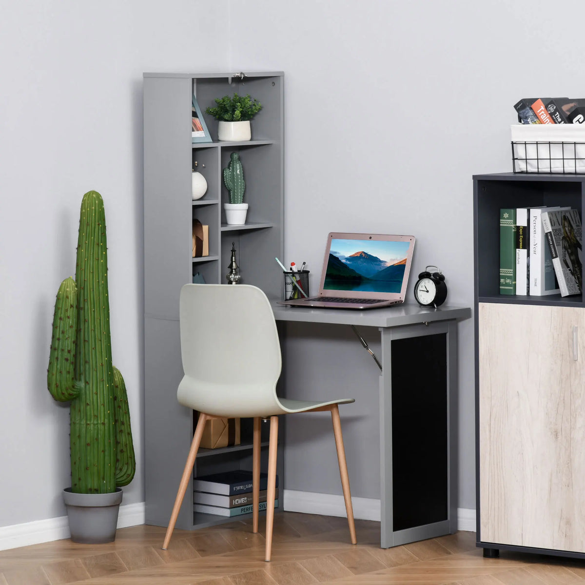 Homcom Fold Out Wall Mount Office Desk With Blackboard