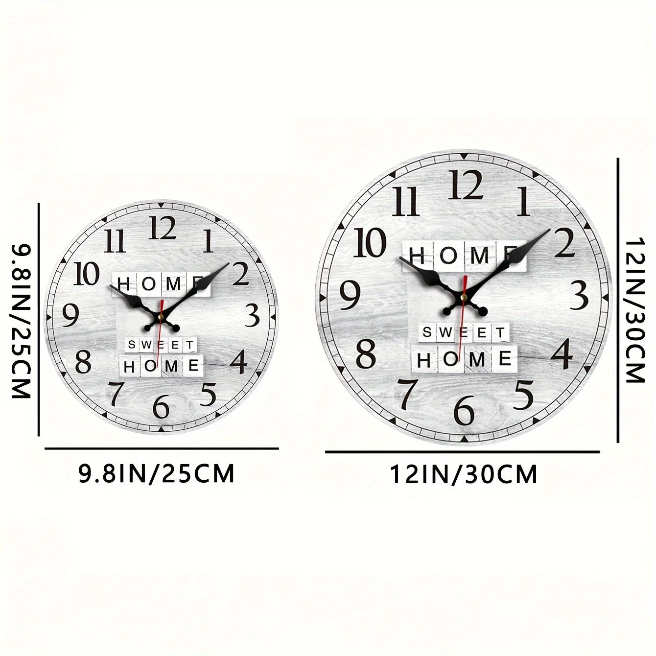 XMSJ Chic Round Wooden Wall Clock Silent Battery Powered
