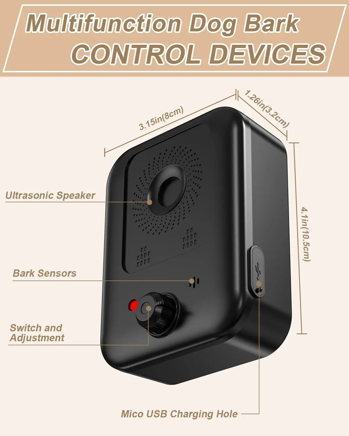Petedu Rechargeable Ultrasonic Bark Deterrent For Dogs