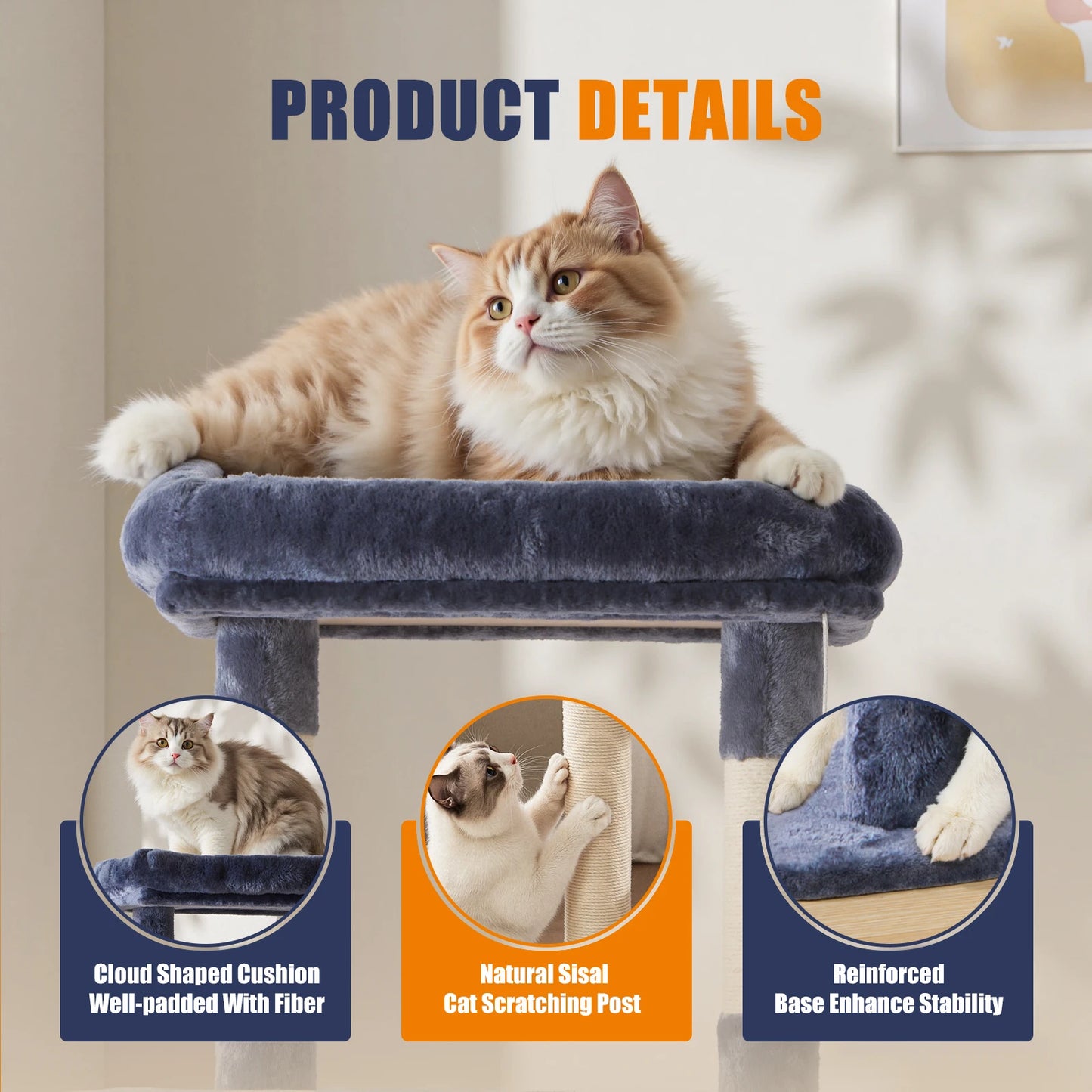 JHK Cat Tree Tall Multi Level Climbing Tower for Cats