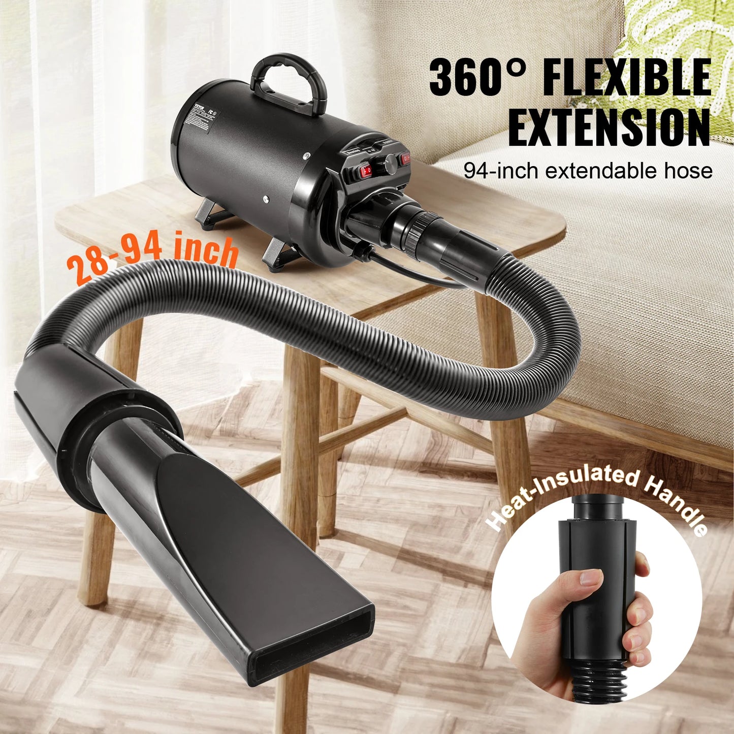 SucceBuy 2000W Dog Blow Dryer With Adjustable Speed And Hose