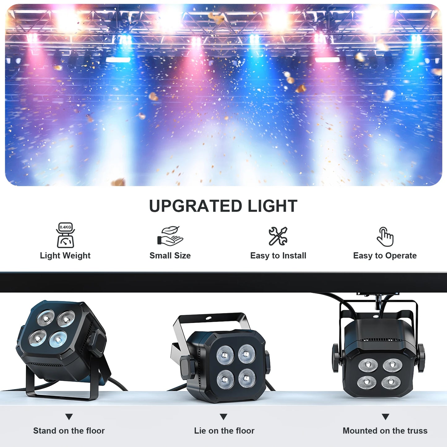 U'King 4x8W RGB Par Lights DMX DJ Stage Light