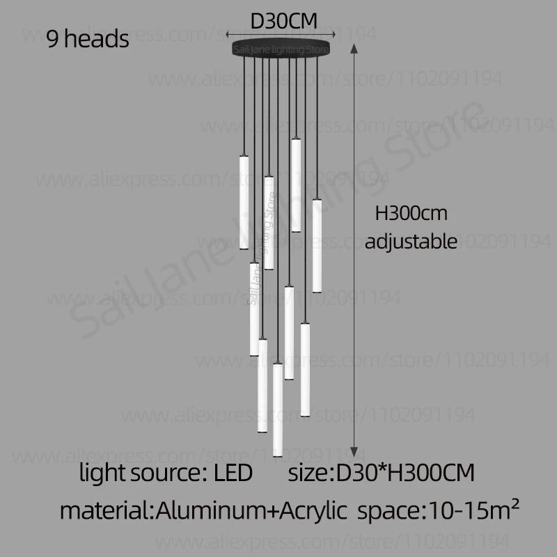 CAMPEGGI LED Long Line Chandelier Staircase Pendant Lamp