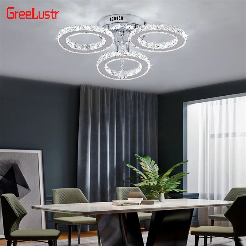 GreeLustr Modern Led Crystal Ceiling Chandelier