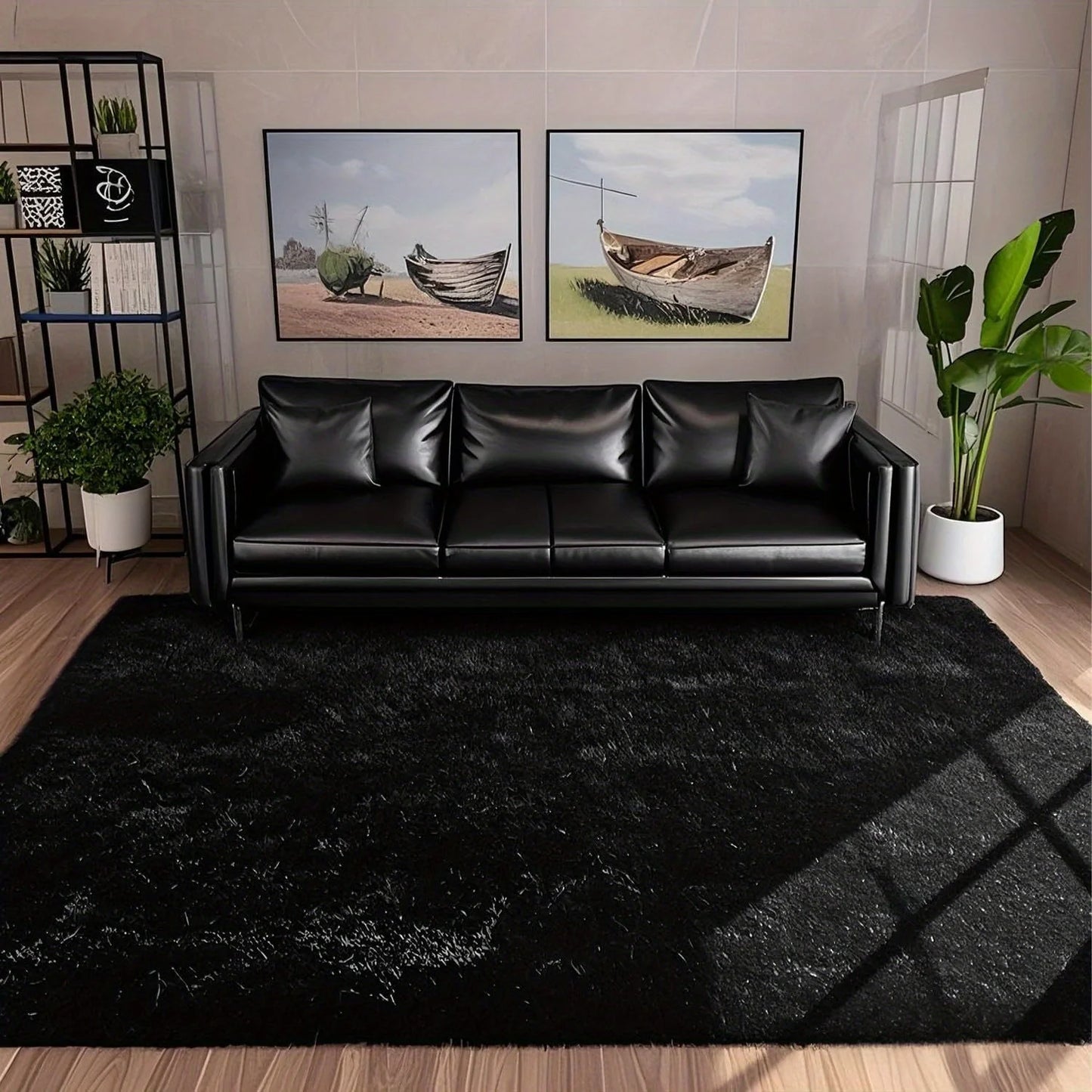 Plush Geometric Aubusson Rug 100 Percent Polyester Black