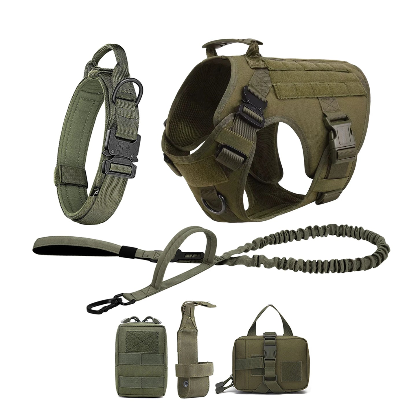 Nylon Tactical Dog Harness With Molle Pouches