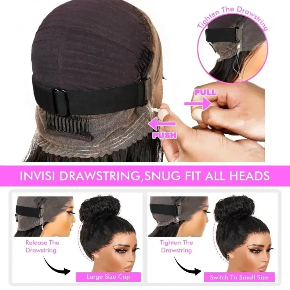 Realace Kinky Straight Human Hair Lace Front Wig