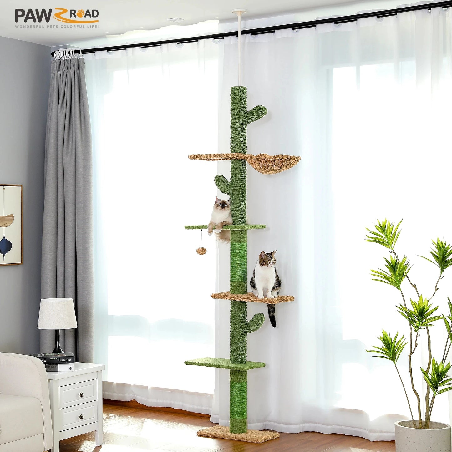 PAWZ Road Cat Tree 5 Tier Floor To Ceiling Tower
