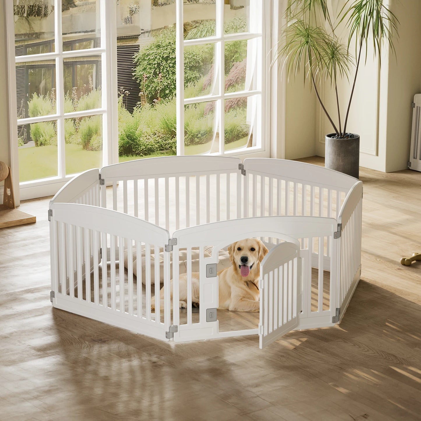 JHK Plastic Dog Playpen Expandable Portable Fence