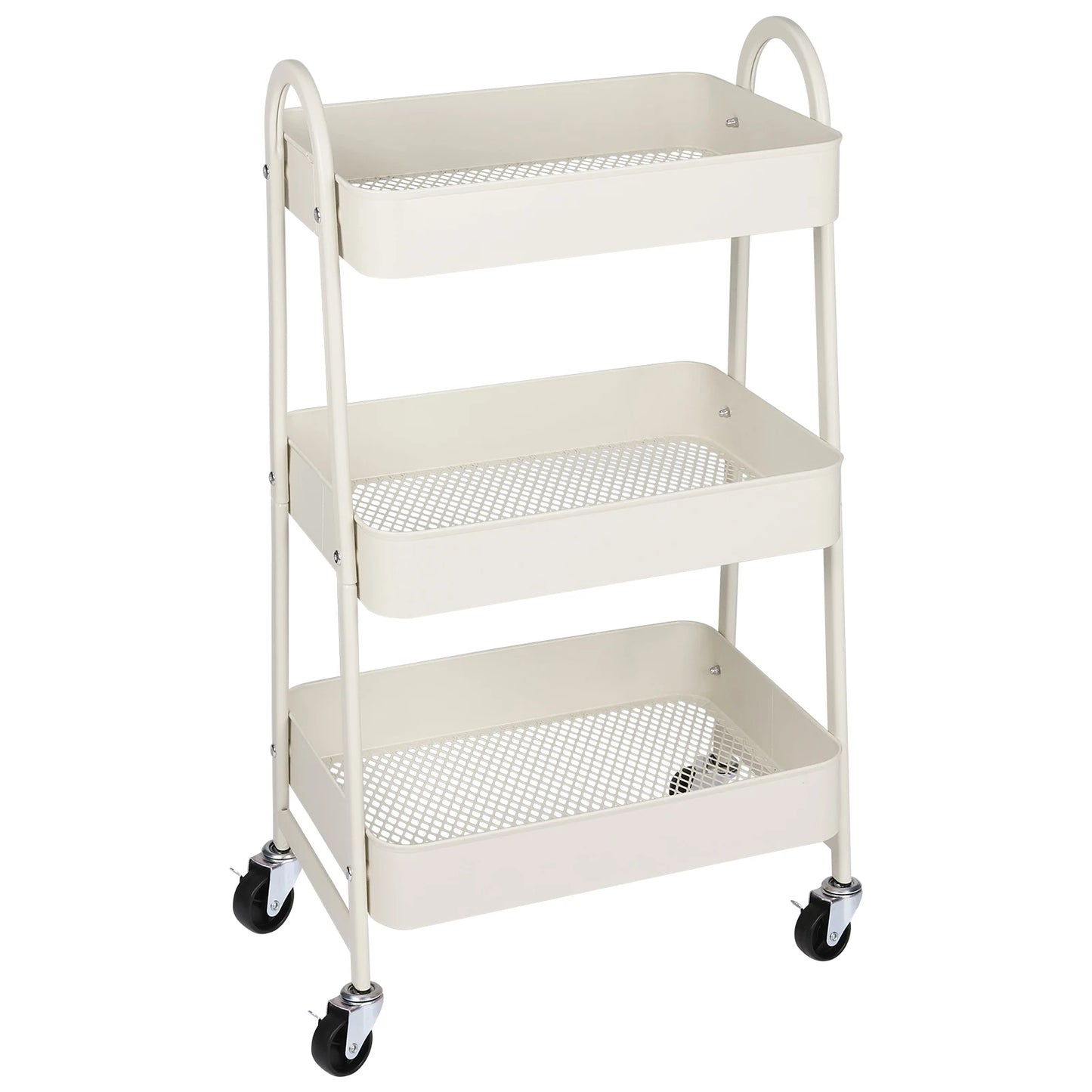 JHK 3 Tier Metal Kitchen Cart With Lockable Wheels