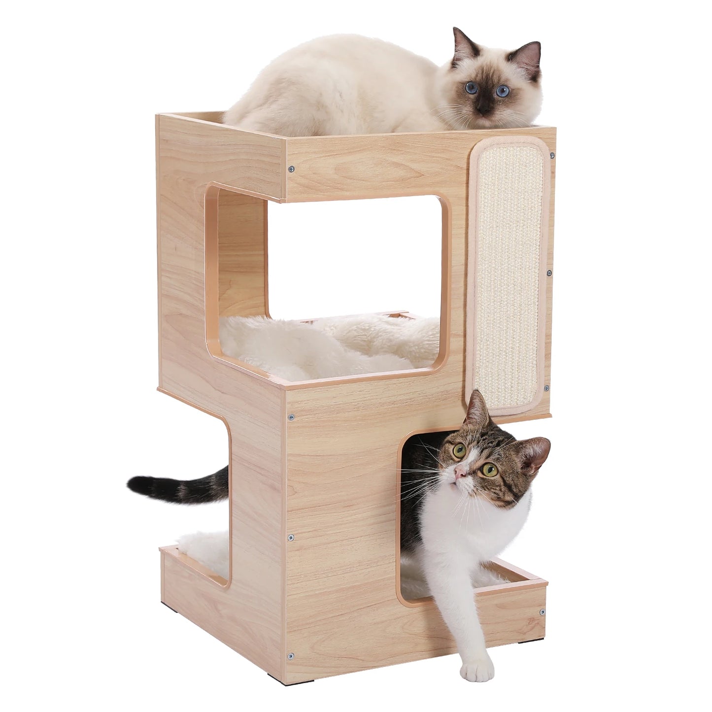 PAWZ Road Wood Cat Condo Tree With Scratching Pad