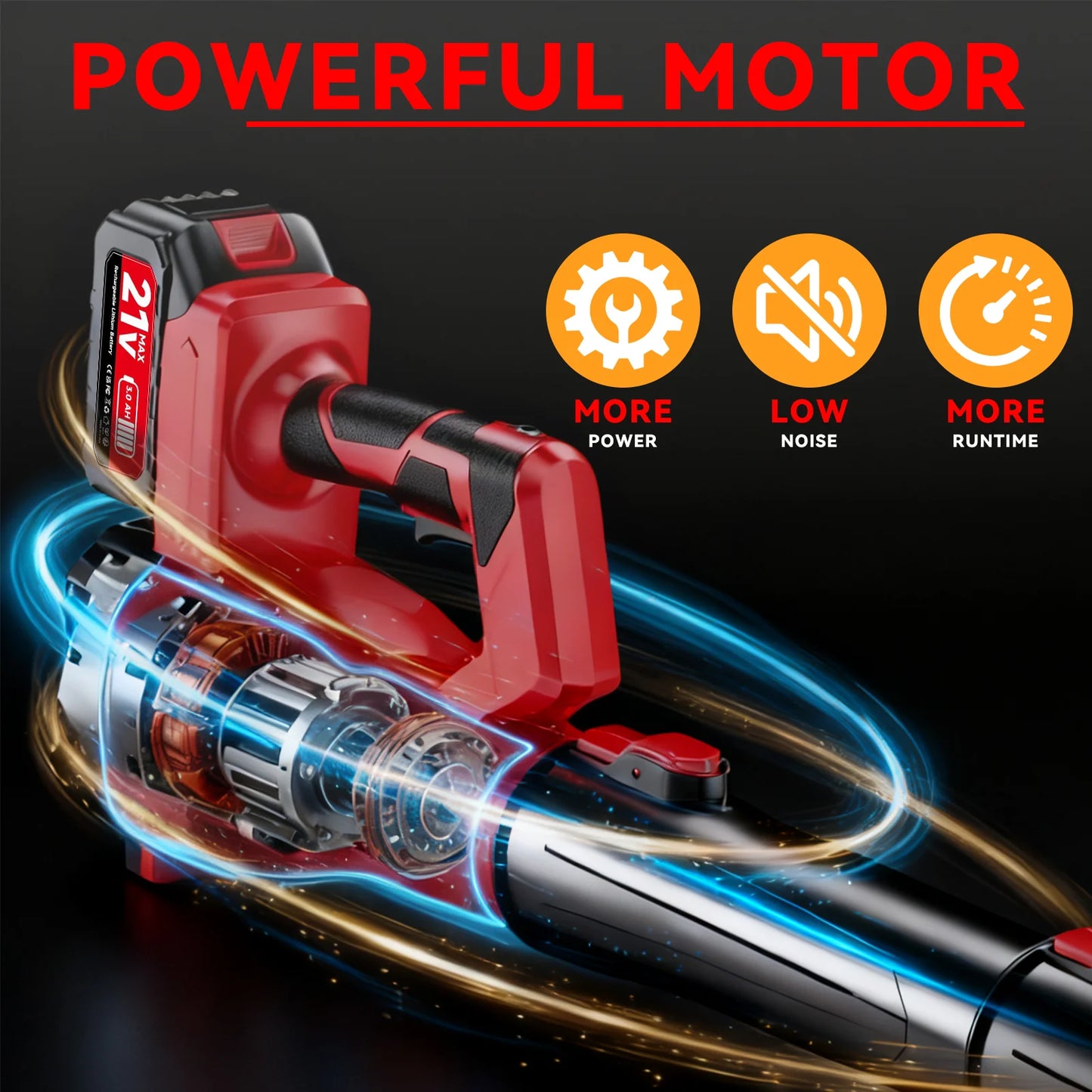 Cordless Leaf Blower 650 CFM With 21V Battery