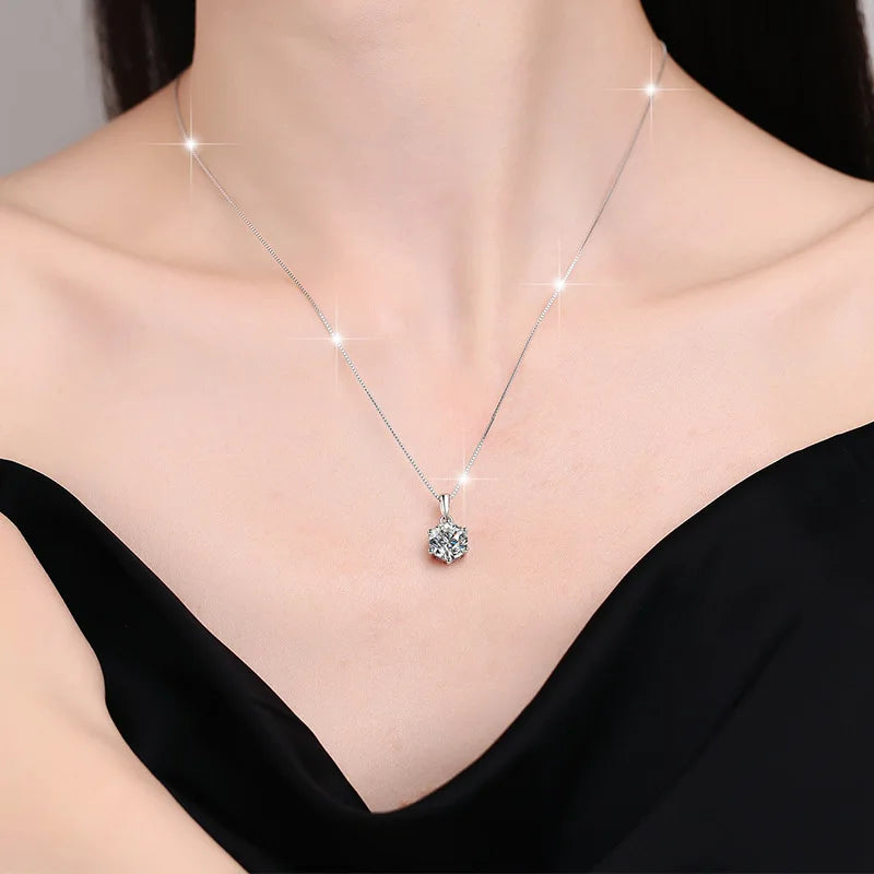 Genuine Moissanite Pendant Necklace in Sterling Silver