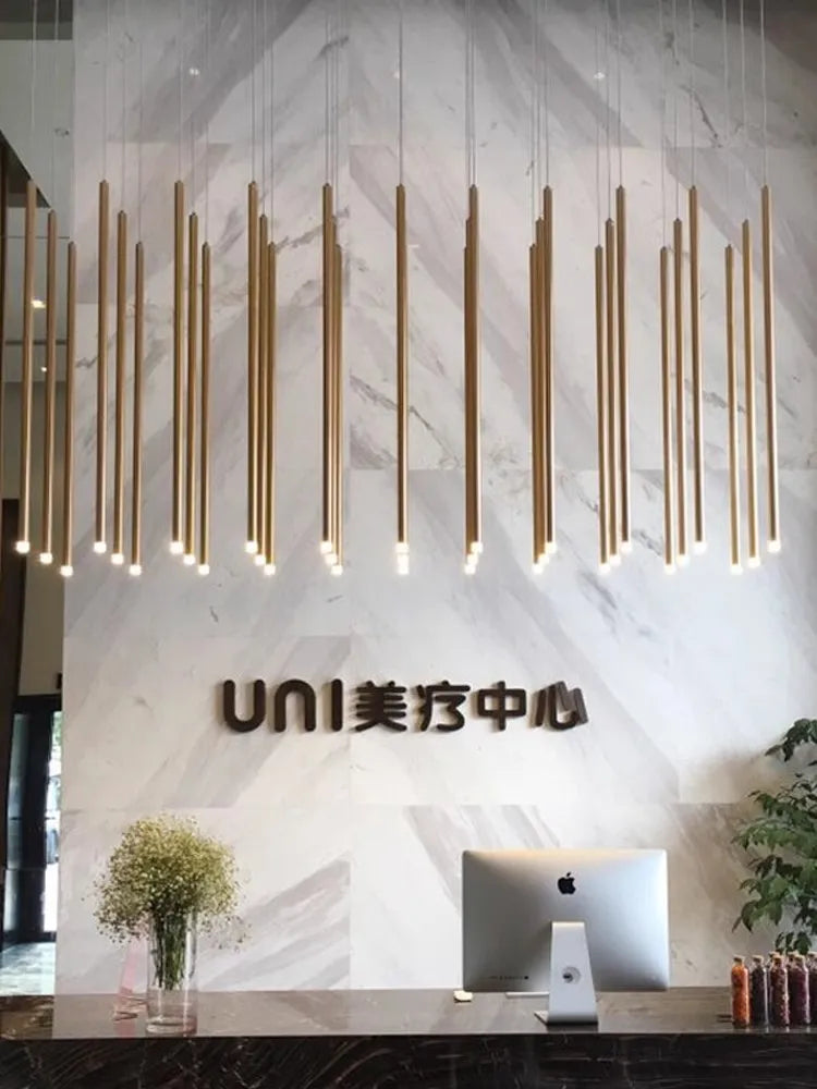 Campeggi Led Luxury Staircase Chandelier Gold Column