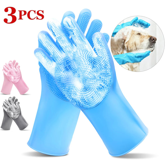 Silicone Pet Grooming Bathing Gloves For Dogs And Cats