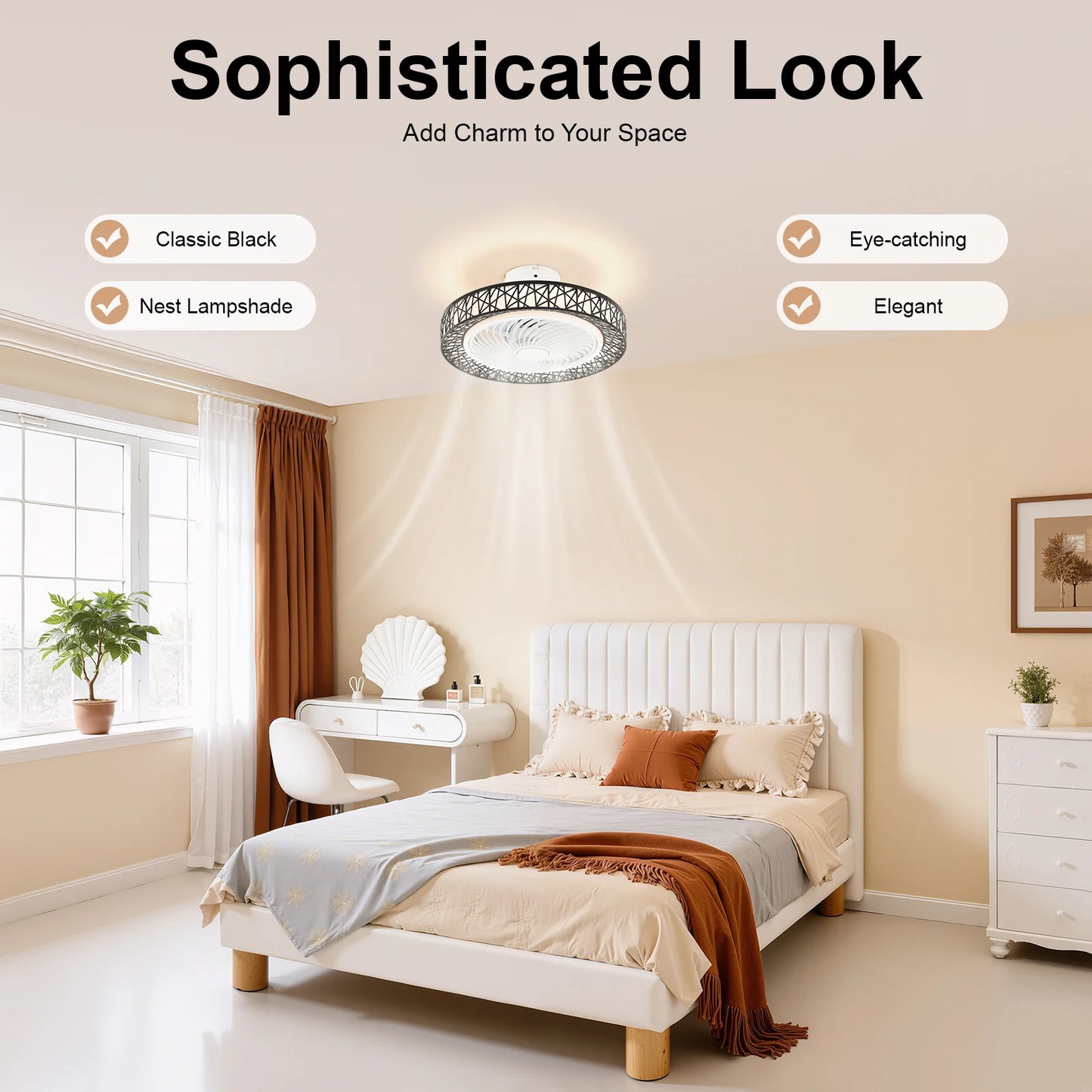 Ceiling Fan Light With Remote Control, Quiet Operation