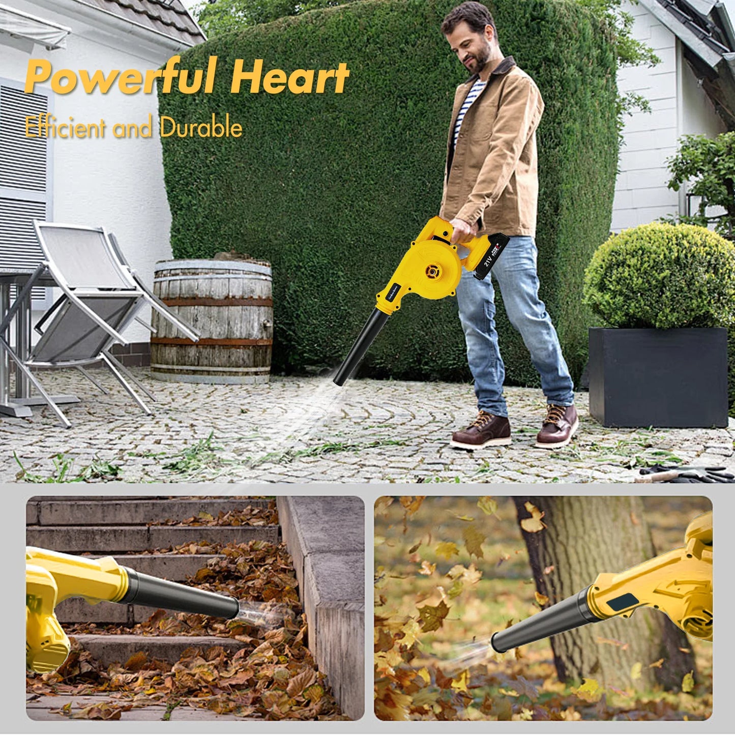 Cordless 21V 2in1 Leaf Blower With 2.0Ah Battery And Charger