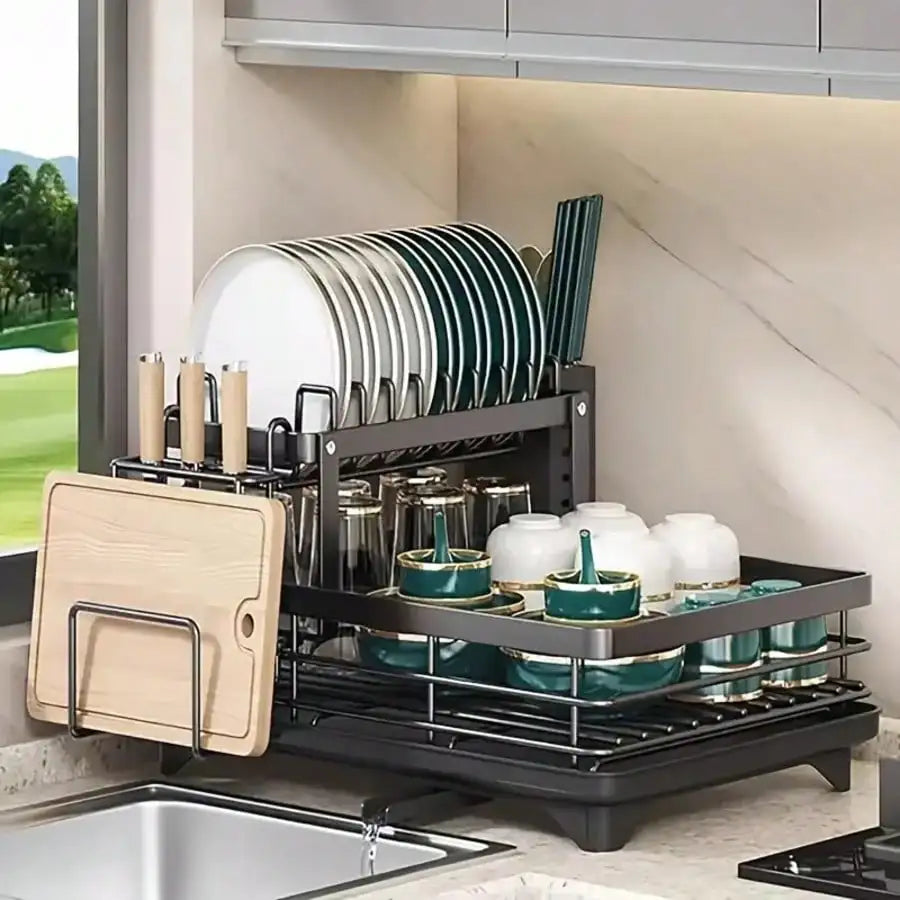 Carbon Steel Double Layer Cutlery Drain Rack