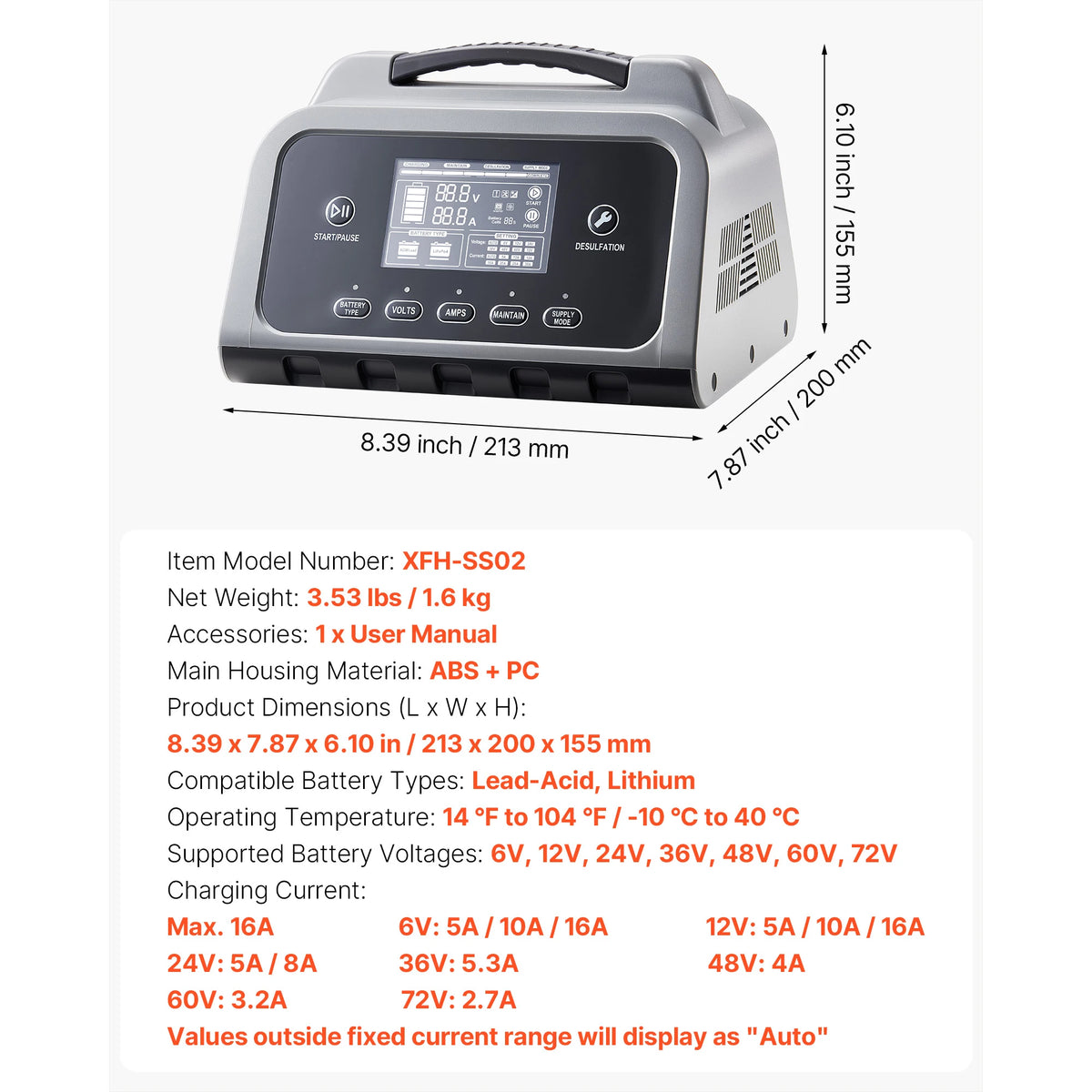 SucceBuy Smart Battery Charger With LCD Display