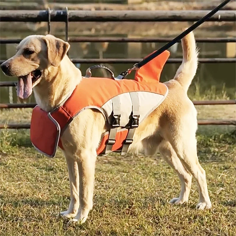Dog Swimming Life Jacket Shark Fin Design For Safe Play