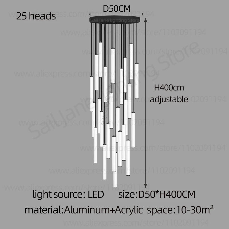 CAMPEGGI LED Long Line Chandelier Staircase Pendant Lamp