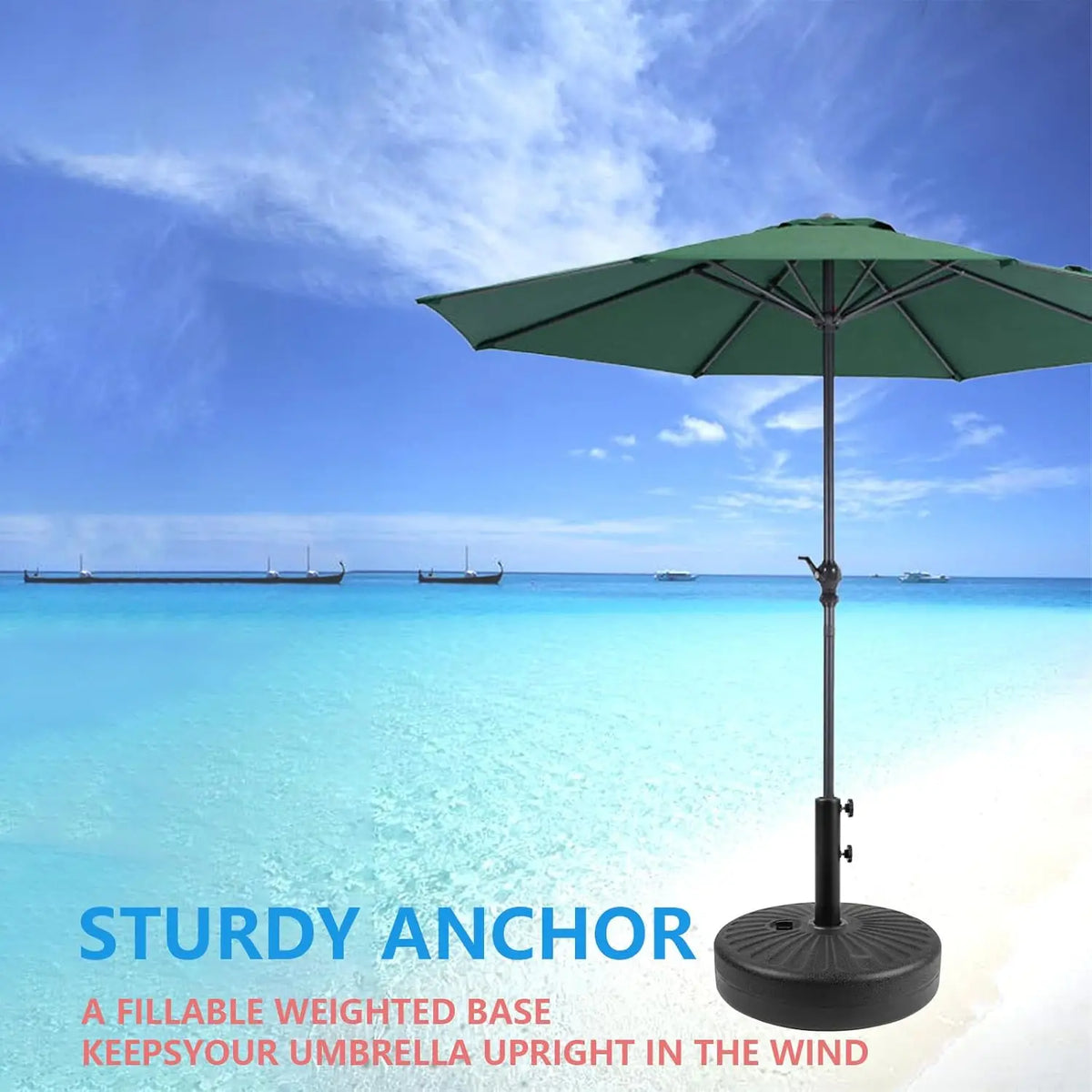 Adjustable Weighted Outdoor Umbrella Base With Wind Anchor