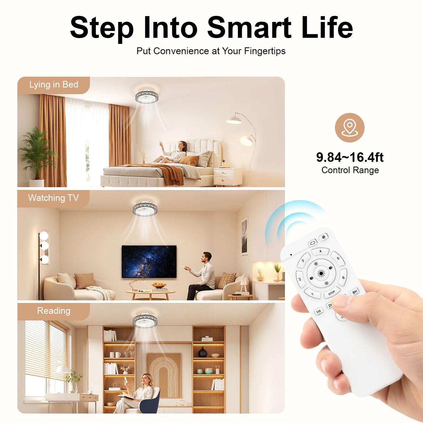 Ceiling Fan Light With Remote Control, Quiet Operation