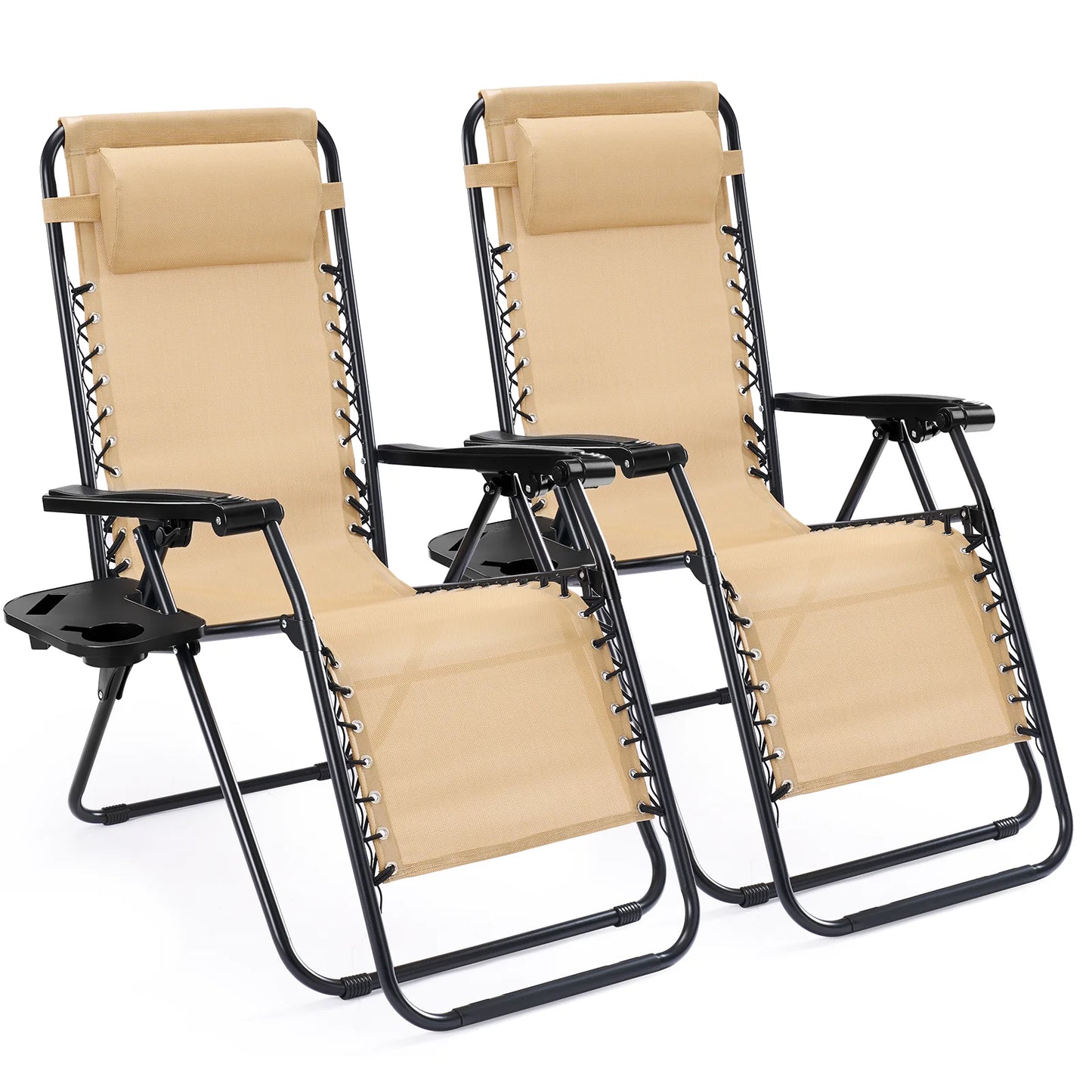 JHK Portable Zero Gravity Recliner Chairs Cup Holder Trays
