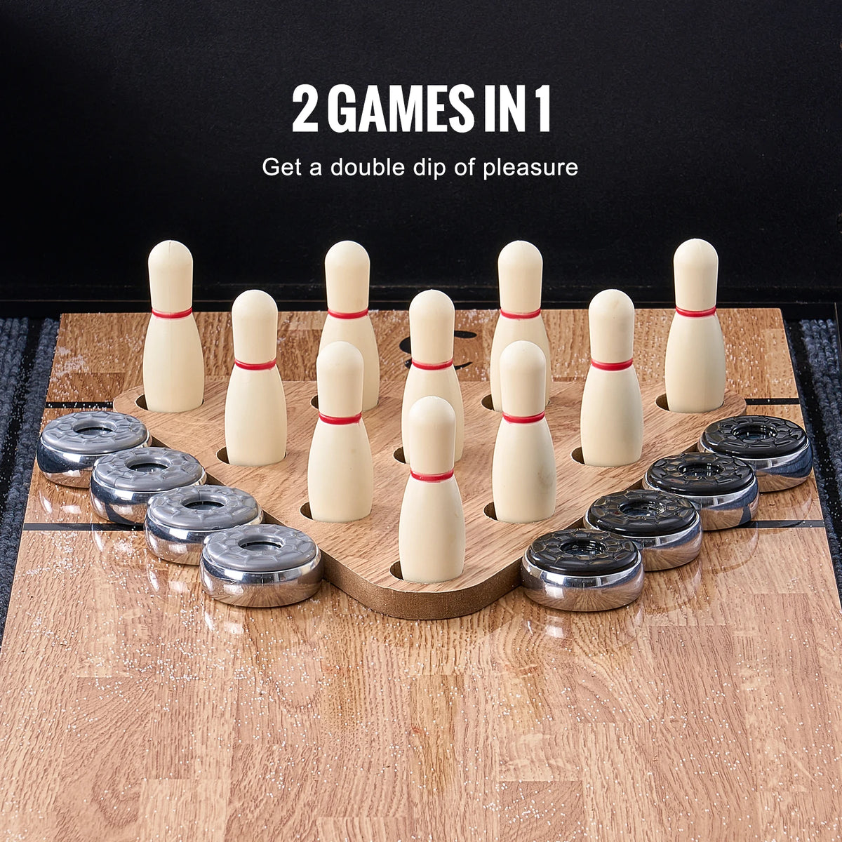 SucceBuy 9 Ft Led Shuffleboard Bowling Game Table