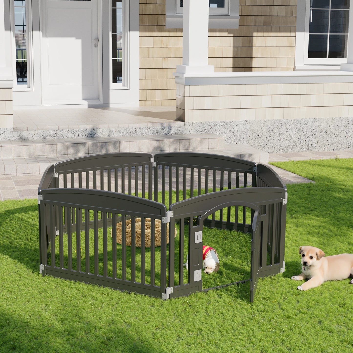 JHK Plastic Dog Playpen Expandable Portable Fence