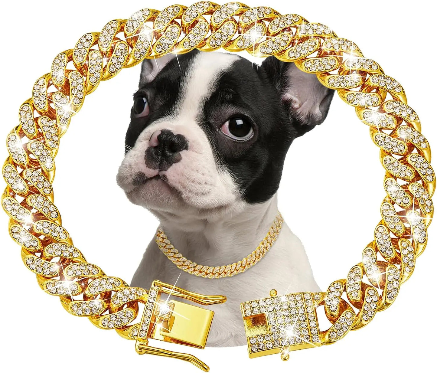 Luxury Gold Dog Chain Collar Pet Jewelry