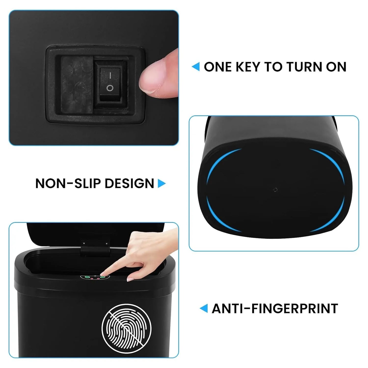 Automatic Motion Sensor Trash Can With Lid Odor Control