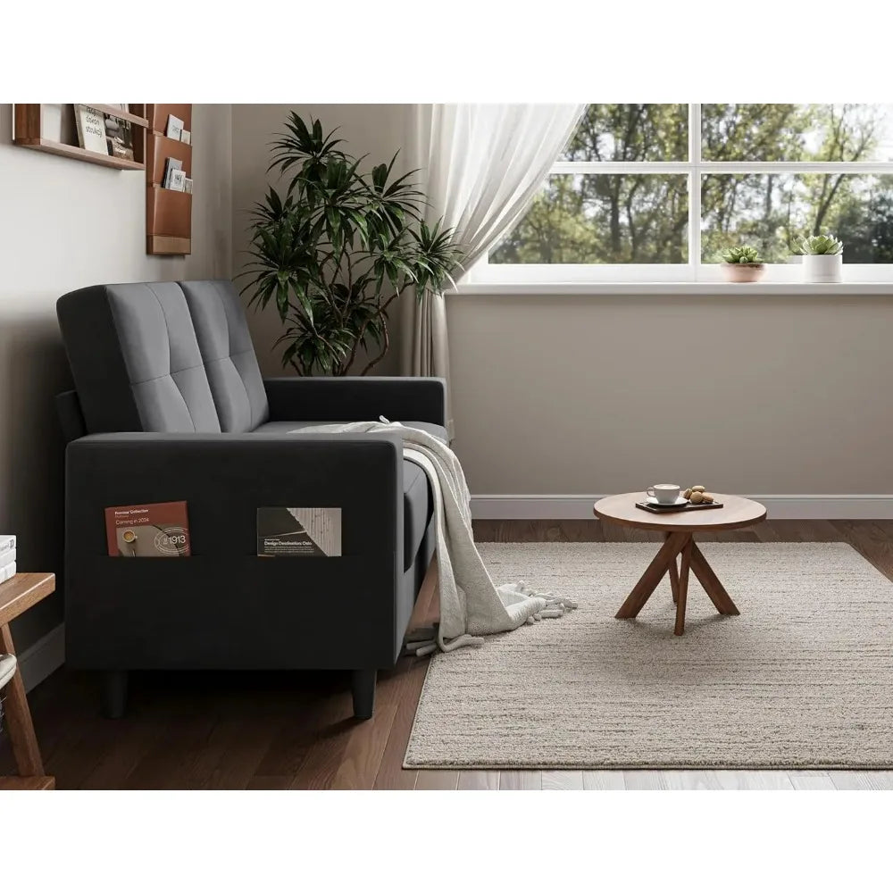 Contemporary Velvet Loveseat For Small Spaces