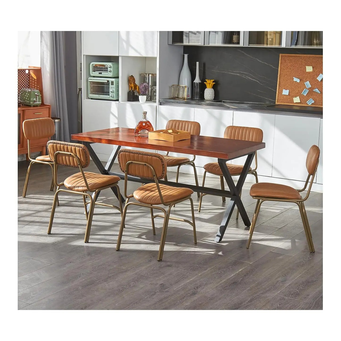 Mid Century Modern Dining Chairs Faux Leather Seats
