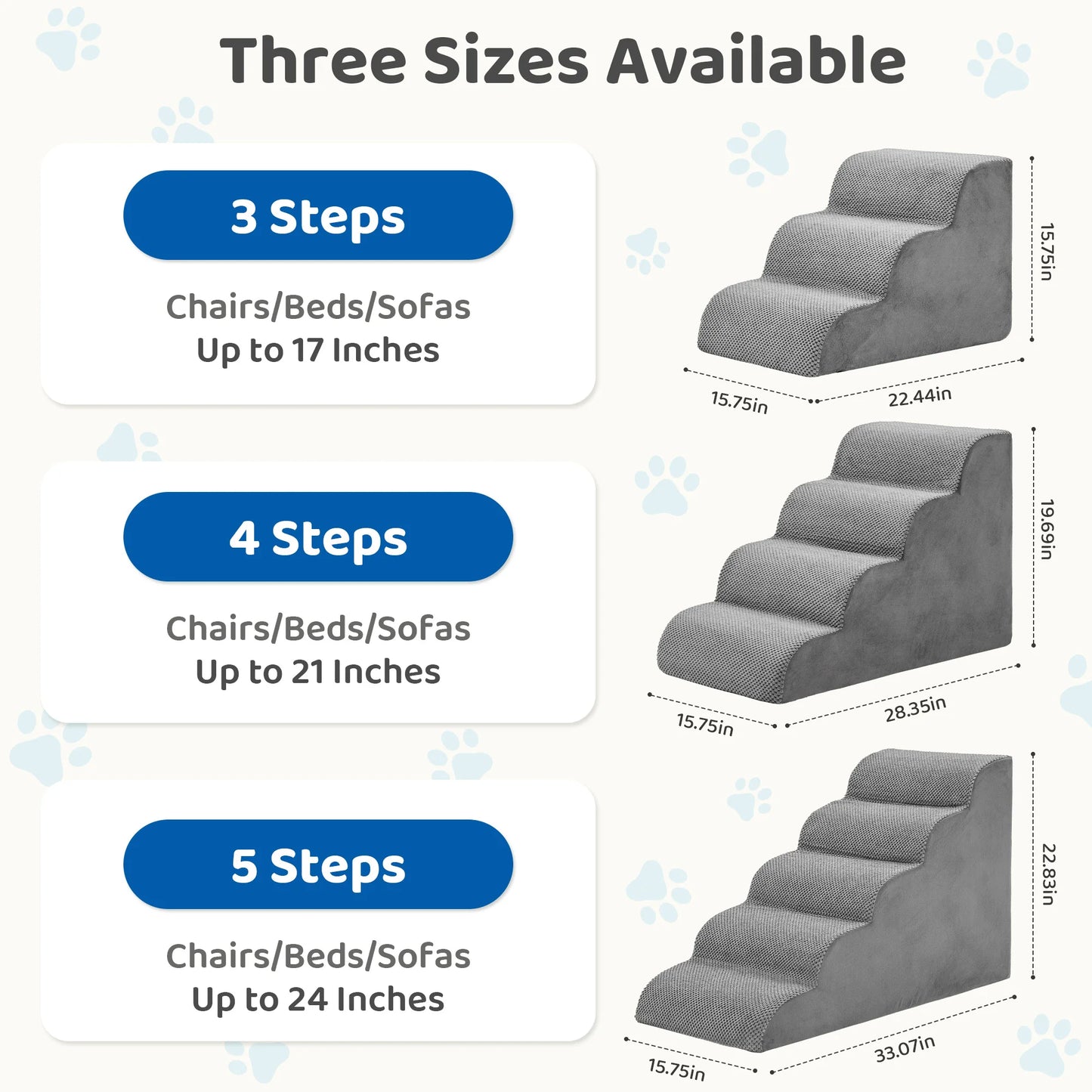 High Density Foam Dog Stairs Ramp Three To Five Steps Curved