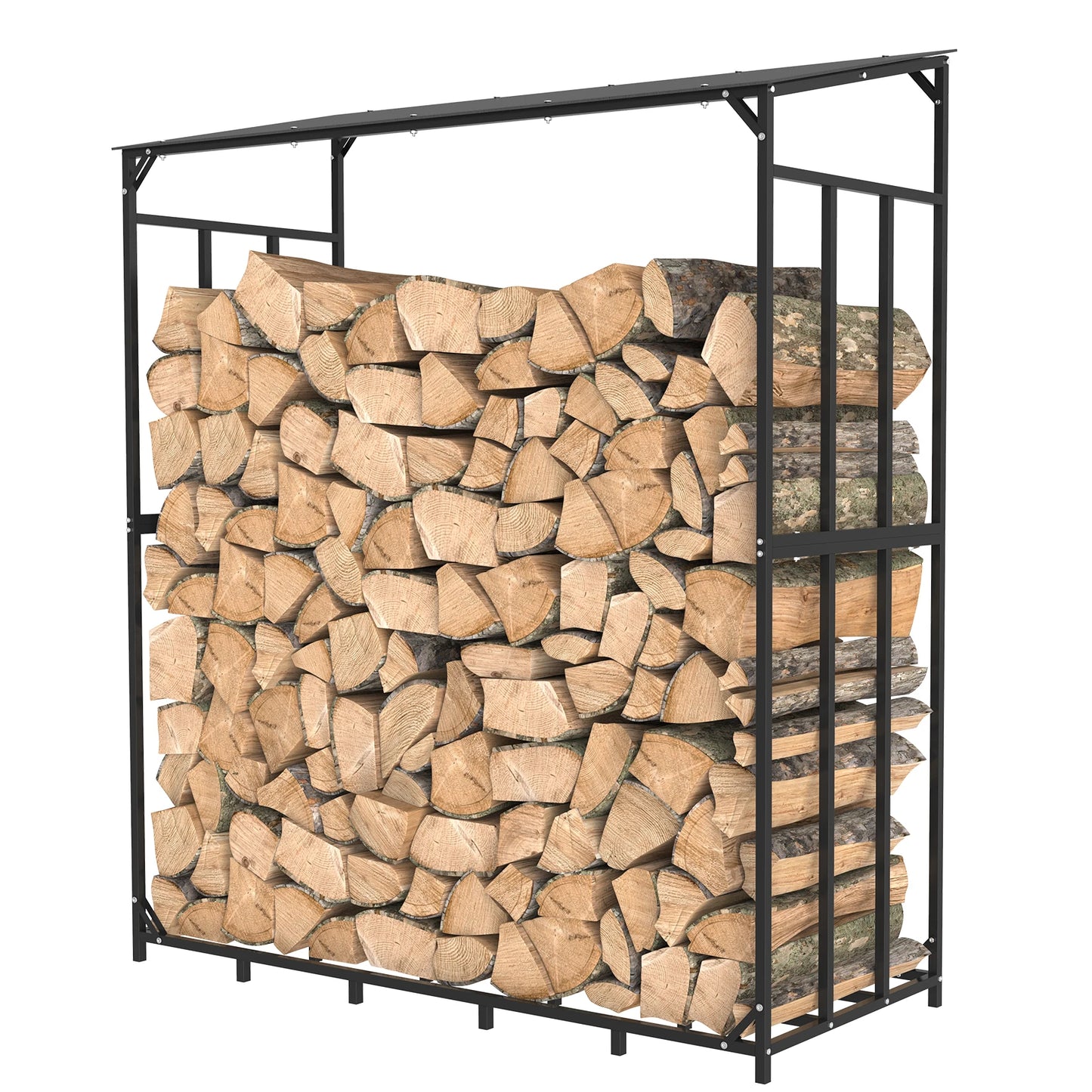 Heavy Duty Tall Metal Firewood Rack With Top Cover