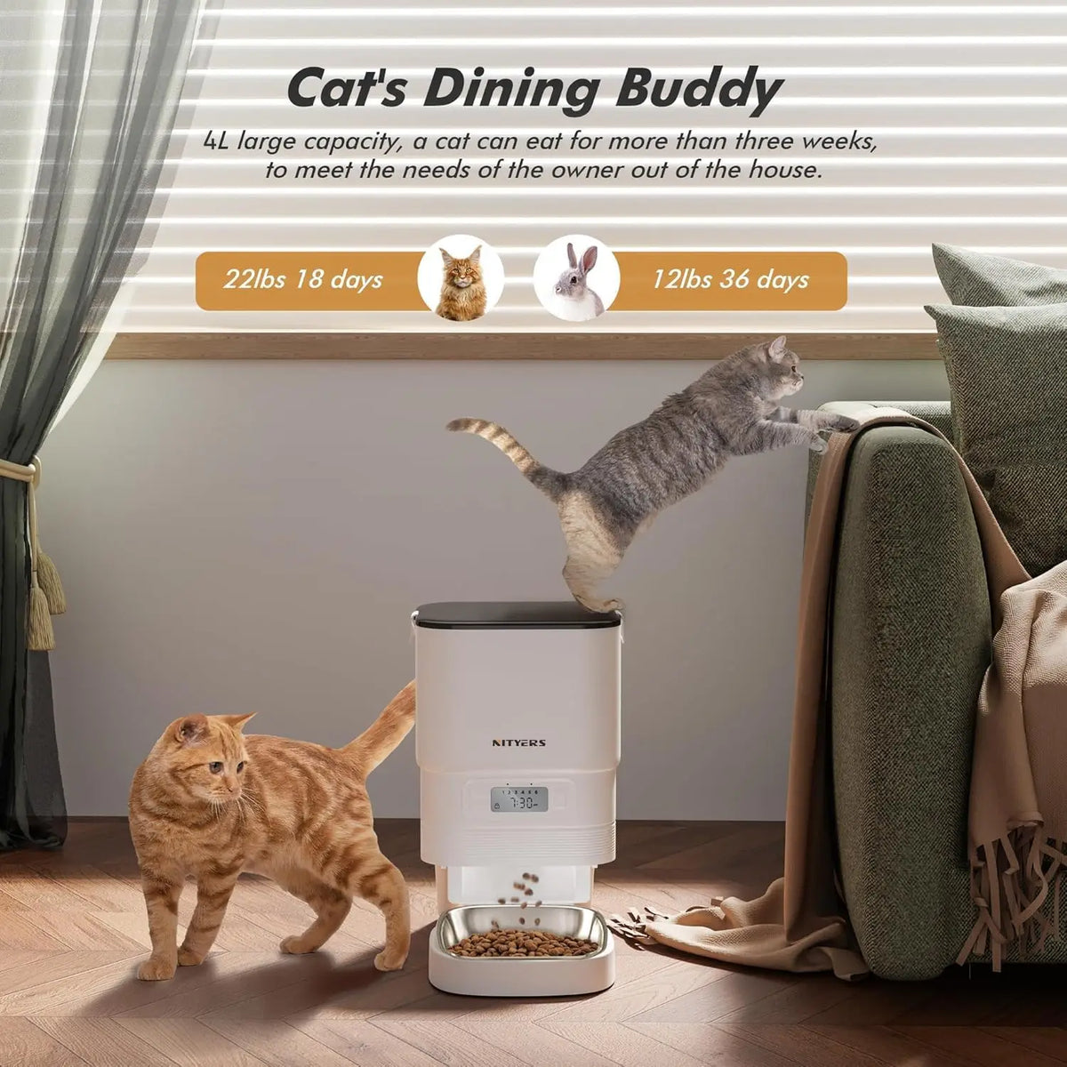 Nityers Automatic Pet Feeder With Timed Portion Control