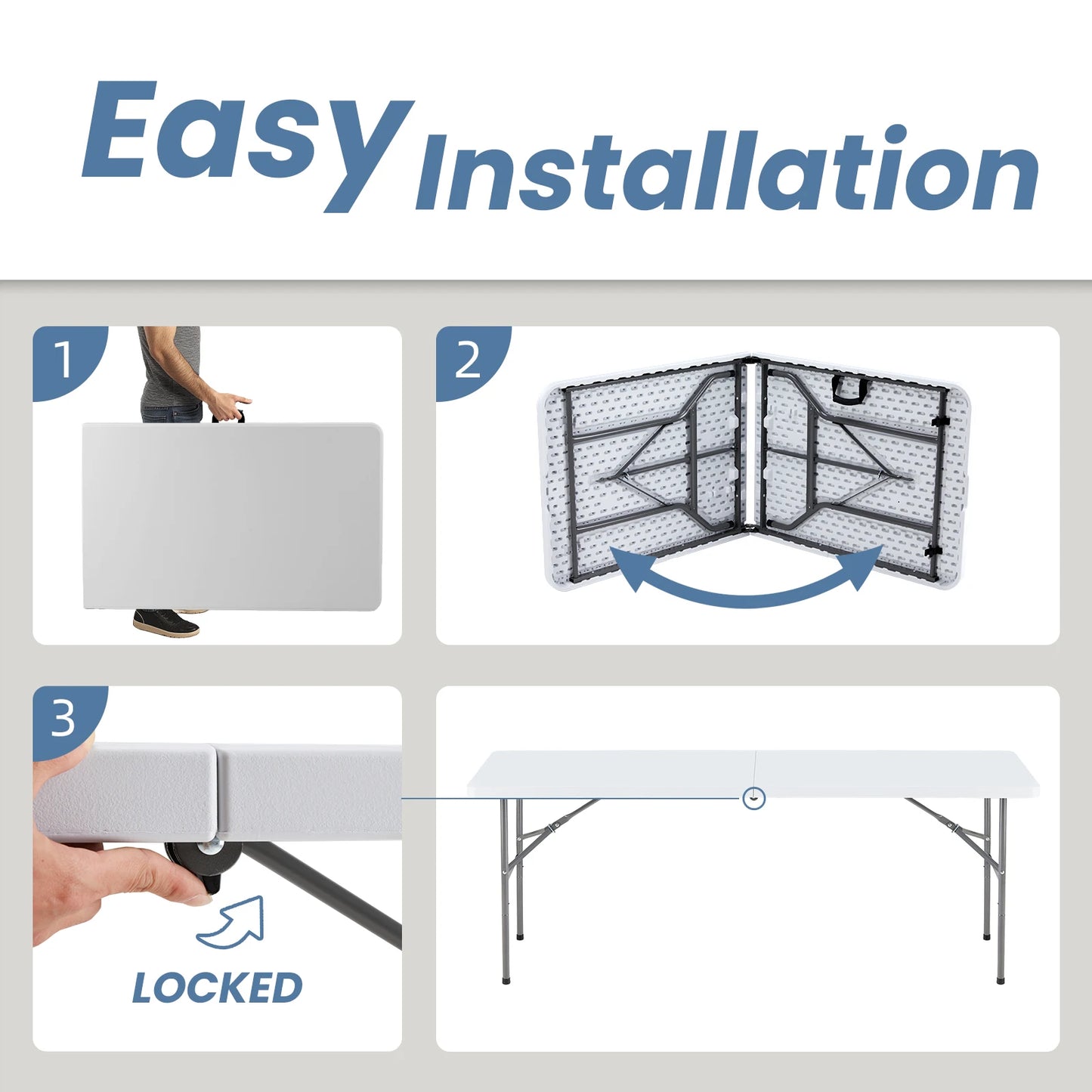 JHK Portable Folding Table With Carrying Handle For Outdoors