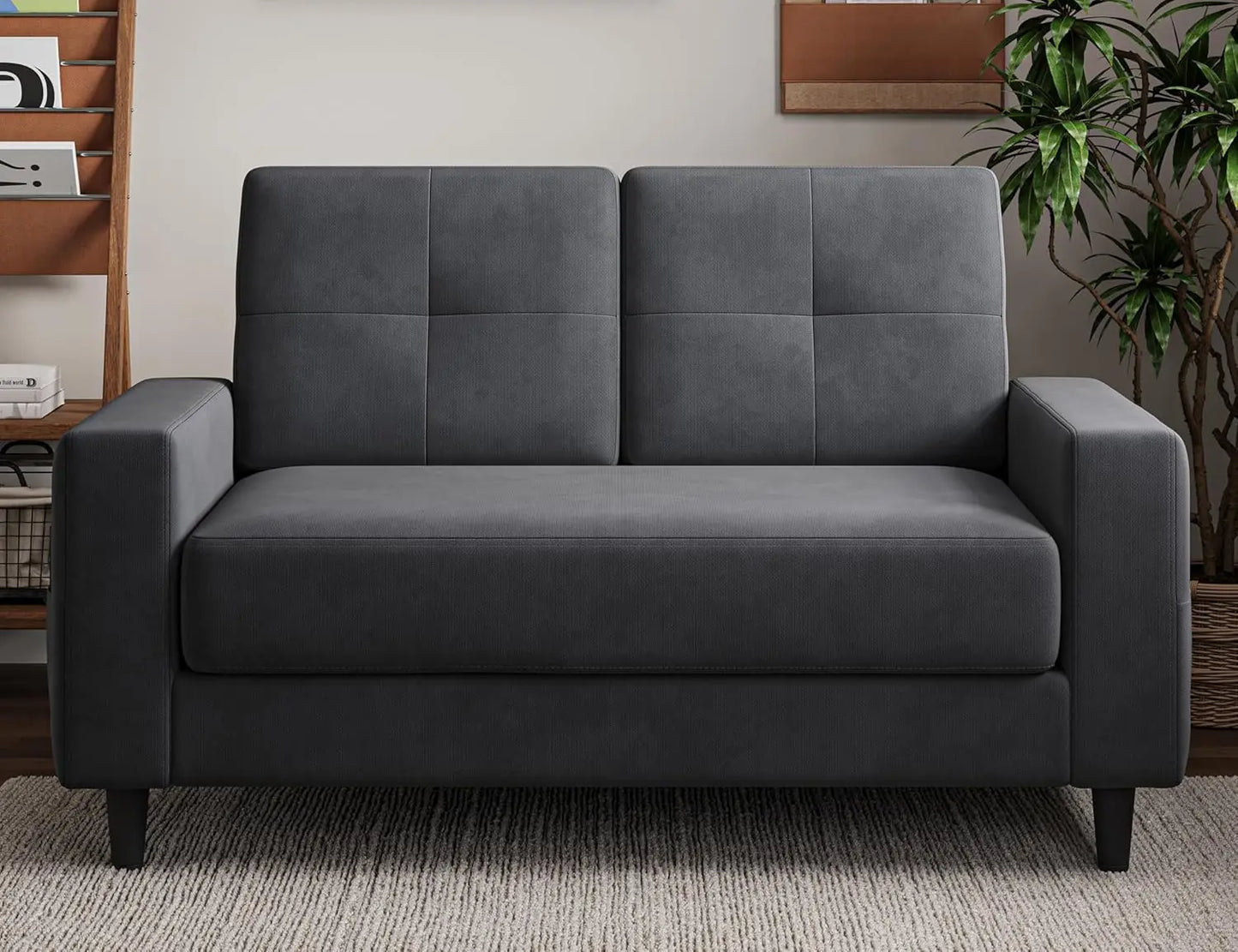 Contemporary Velvet Loveseat For Small Spaces