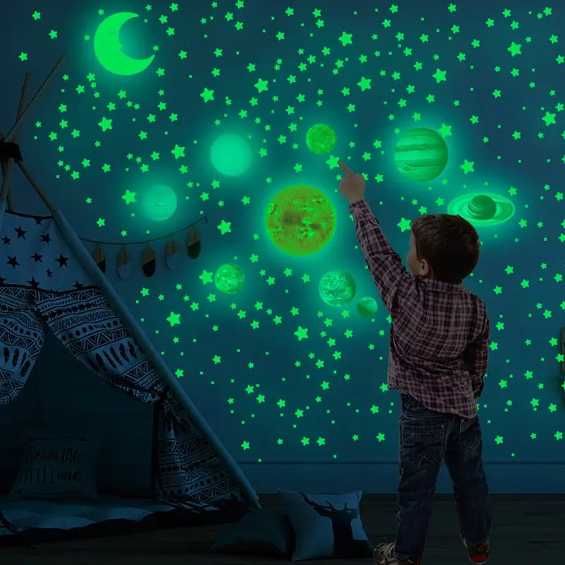 Nine Planets Glow In The Dark Wall Sticker Set