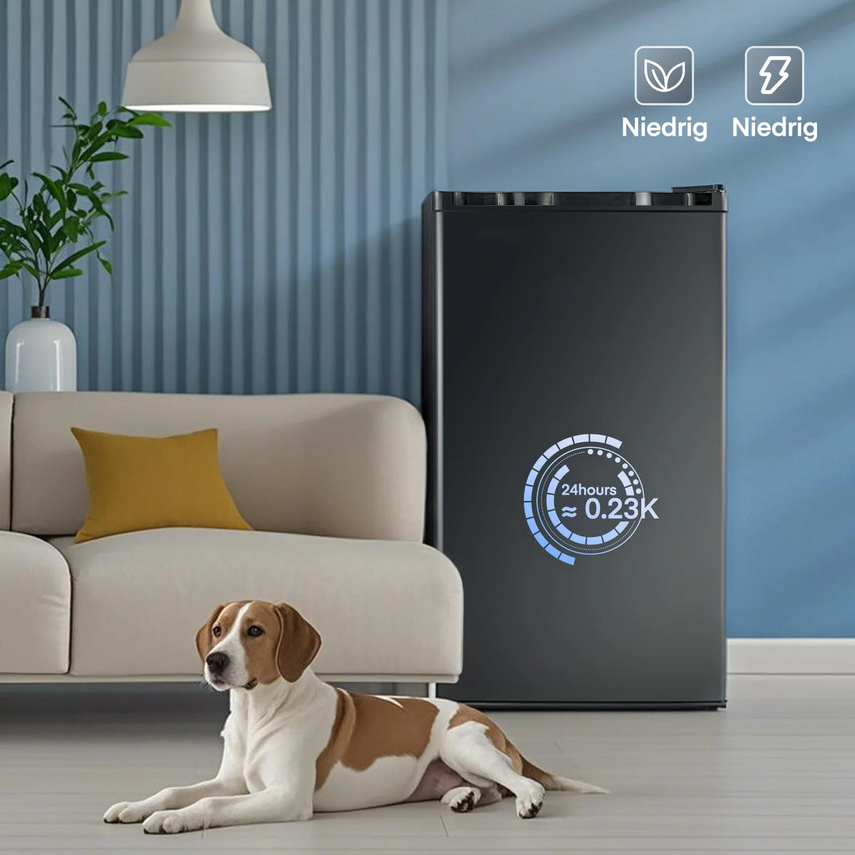 FOHERE Mini Refrigerator With Freezer And Thermostat