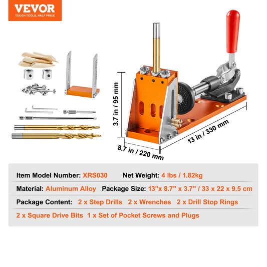 SucceBuy Adjustable Pocket Hole Jig Kit for Woodworking