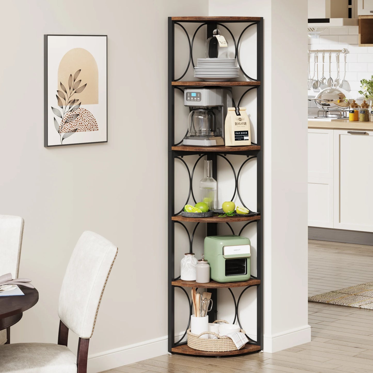 Tribesigns 6 Tier Tall Corner Shelf Storage Rack