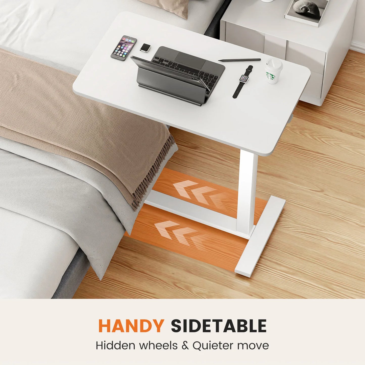 JHK Overbed Bedside Sofa Table With Height Adjustable Desk