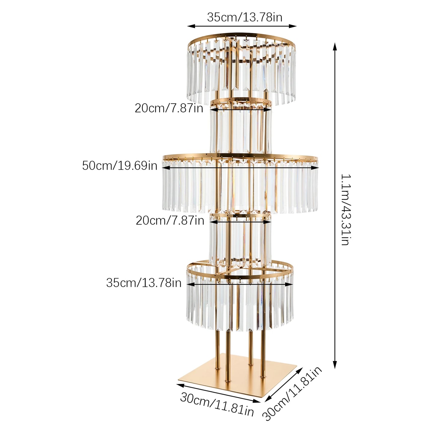 5 Tier Wedding Flower Stand Crystal Style Iron Acrylic