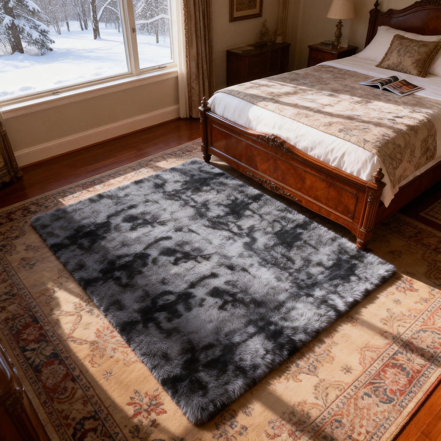 Ultra Soft Shag Rug For Living Room Polyester Furry