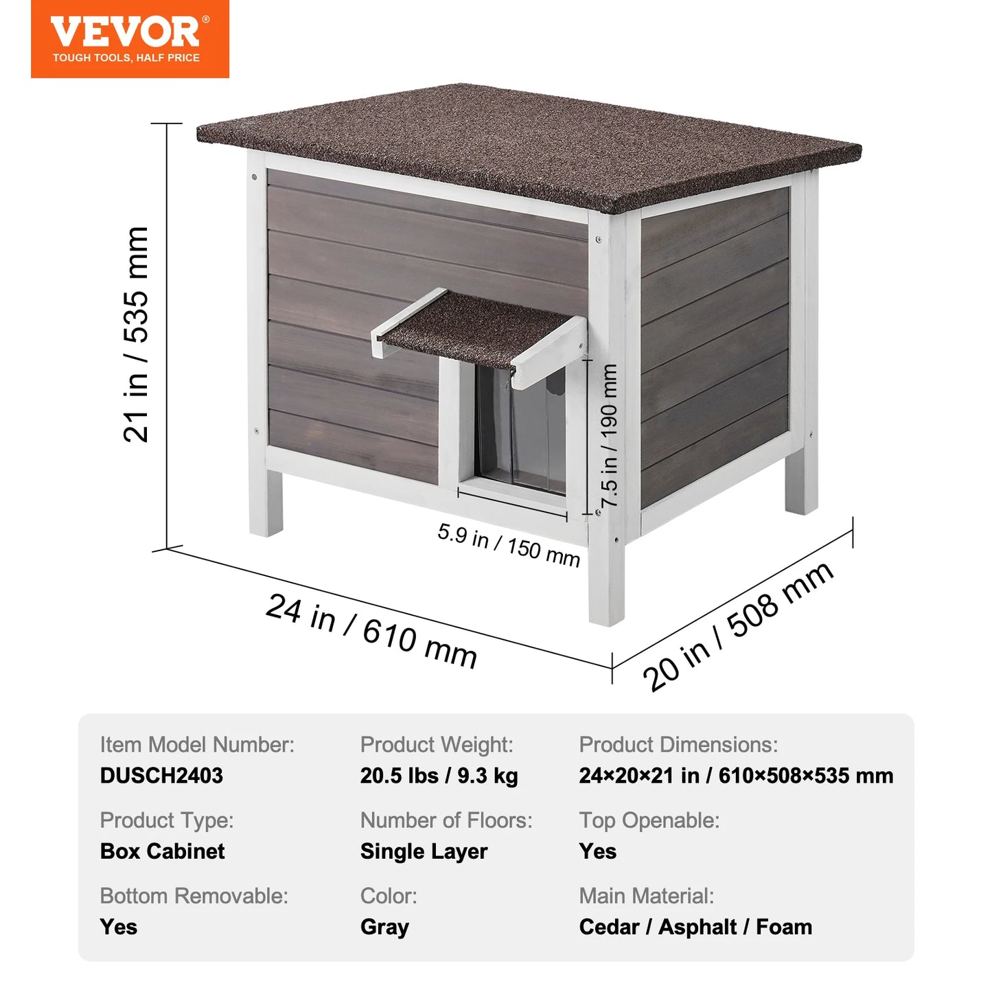 SucceBuy Outdoor Cat House Weatherproof Wooden Shelter